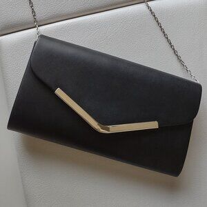 Black faux leather clutch purse